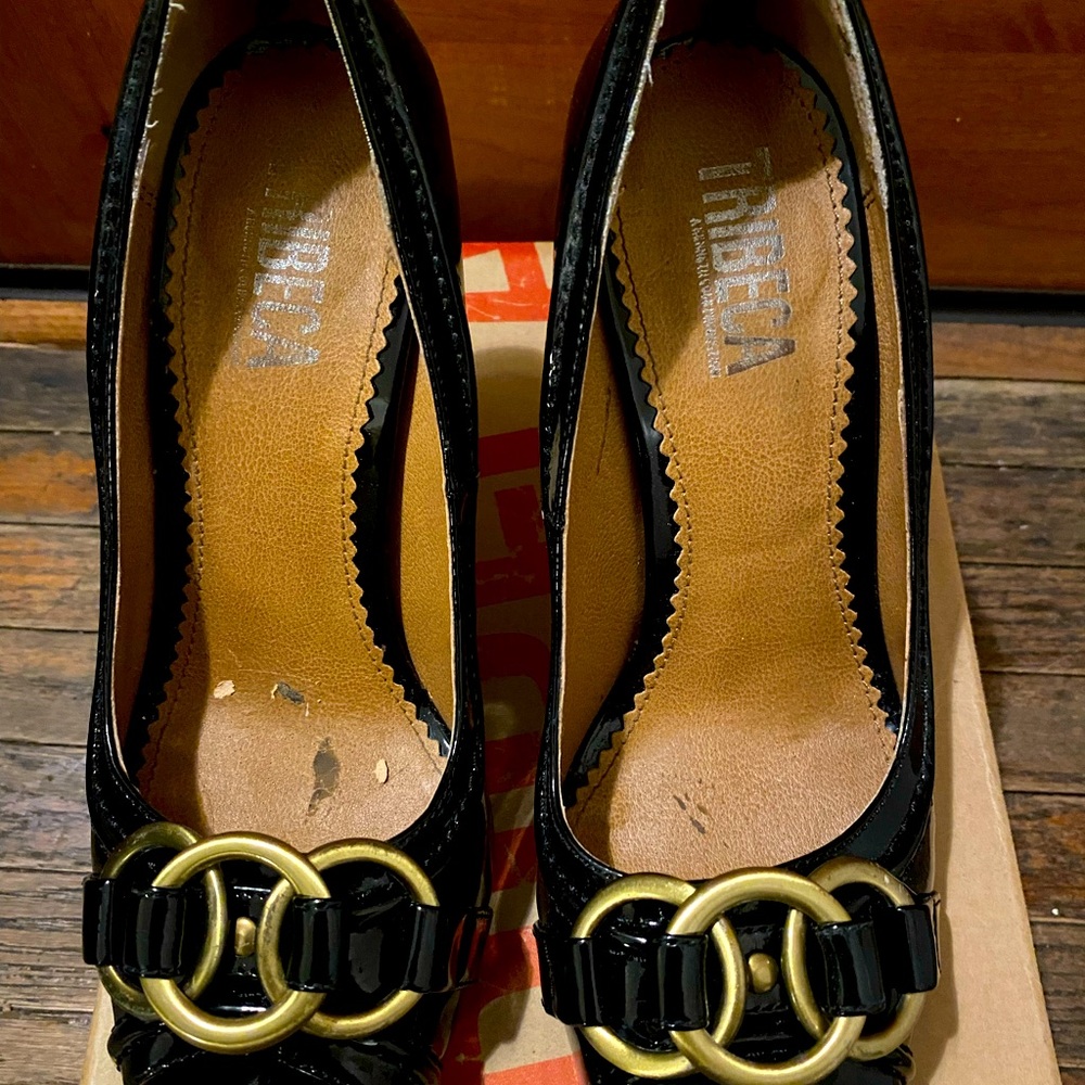 Patent leather pumps